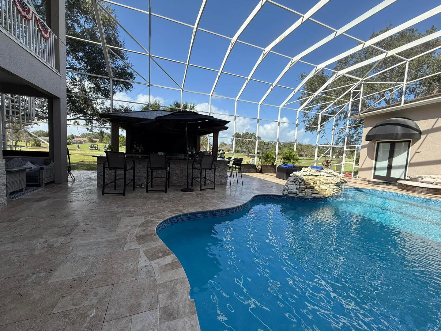 New decking on a pool